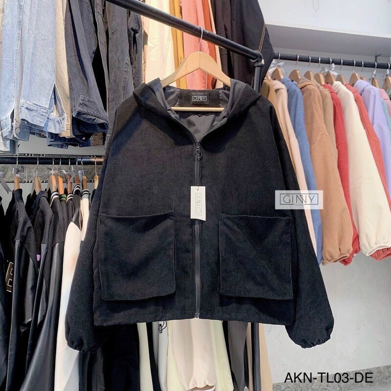 Áo Khoác Nhung Dây Kéo Chất Nhung Gân Tăm Cao Cấp Phối 2 Túi .Mẫu Áo Thời Trang Trẻ Trung Hót Trend 