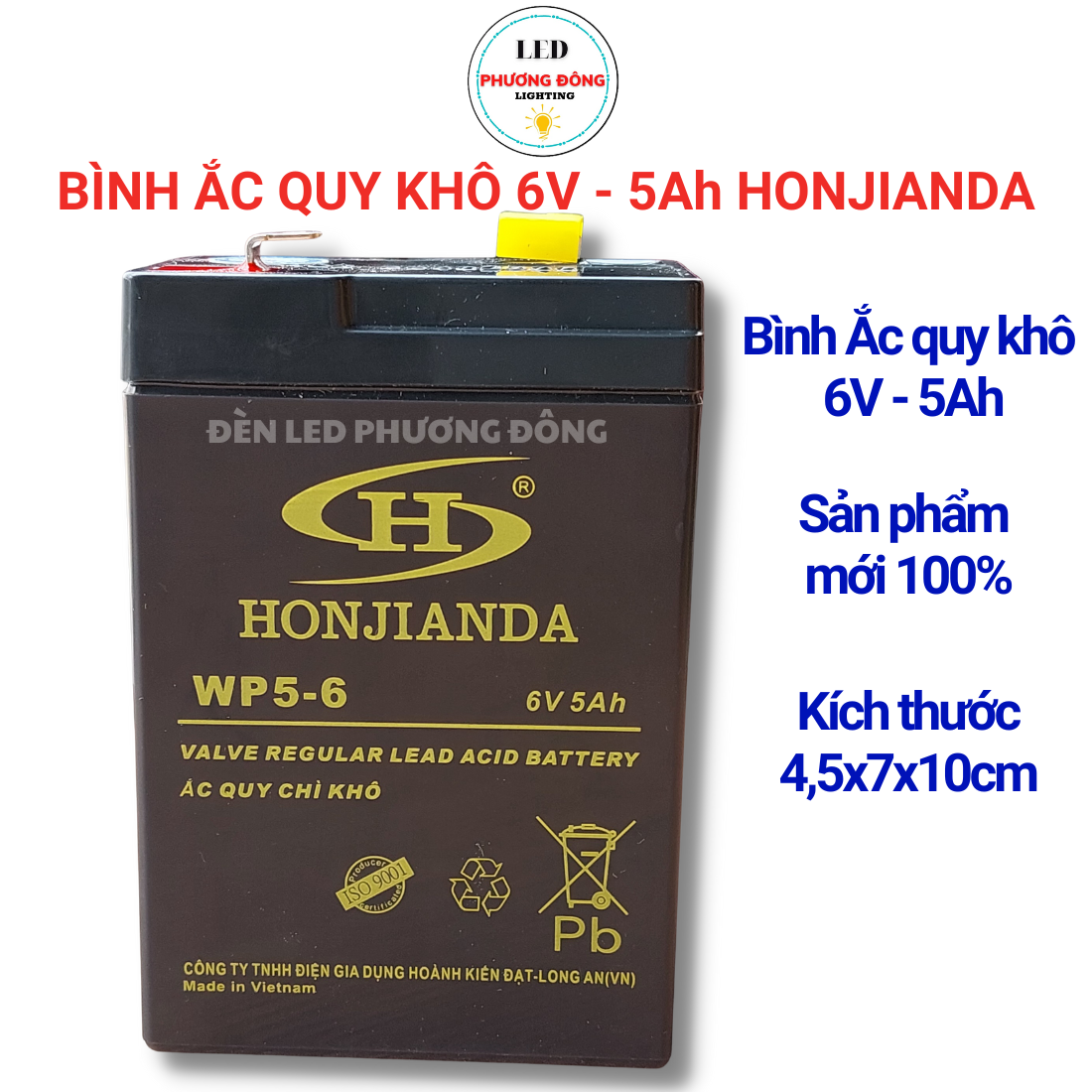 Bình ắc quy khô 6v 5Ah HONJIANDA acquy khô cho quạt sac đèn khẩn cấp
