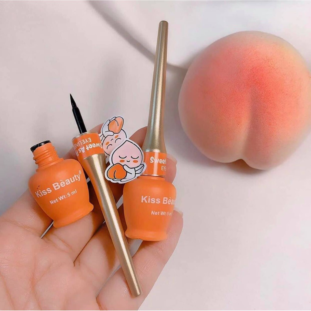 Bút Kẻ Mắt Nước Trái Đào Kissbeauty Siêu Dễ Thương Nét Kẻ Mảnh Sắc Nét Bền Màu Không Thấm Nước