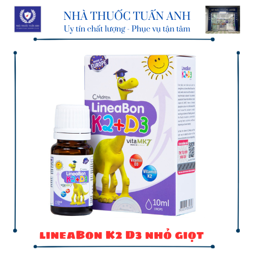 Lineabon K2 D3 bổ sung vitamin d3 k2 cho trẻ sơ sinh giảm còi xương d2k3 tăng chiều cao lọ 10ml