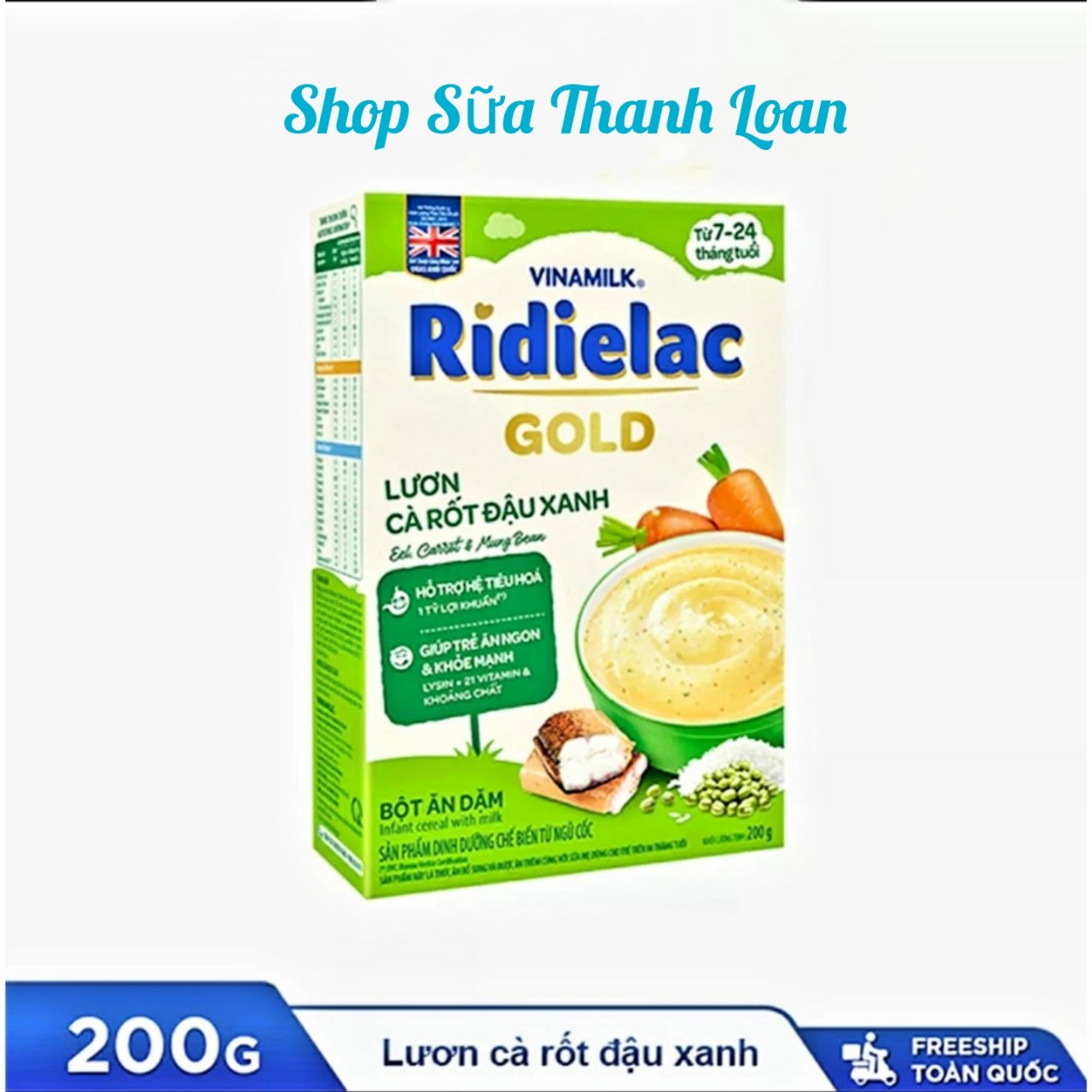 (HSD T6-2028) BỘT ĂN DẶM VINAMILK RIDIELAC GOLD HỘP GIẤY 200G ĐẦY ĐỦ CÁC VỊ.