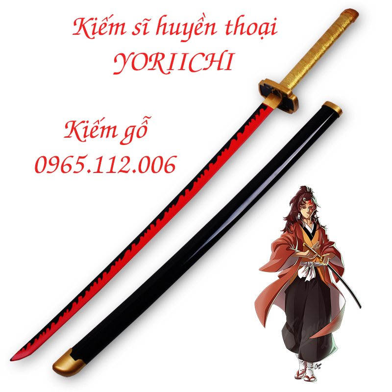 Kiếm gỗ Cosplay nhân vật Zenitsu trong Kimetsu no Yaiba bằng GỖ dài 1m (Có quà tặng kèm)