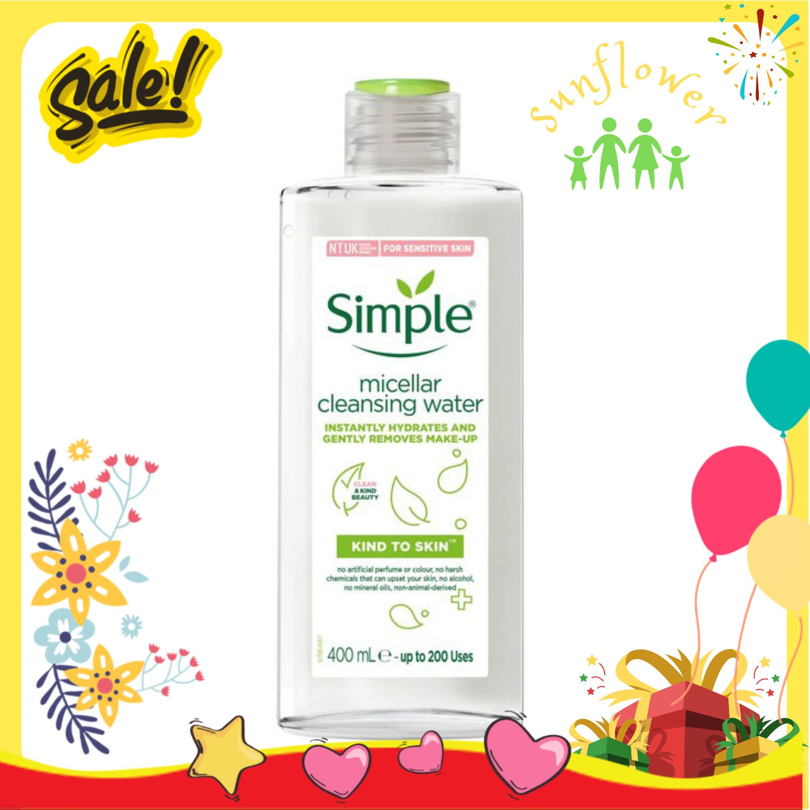 Nước Tẩy Trang Simple Kind To Skin Cleansing Micellar Water 200Ml Của Anh Quốc - Shop Sunflower