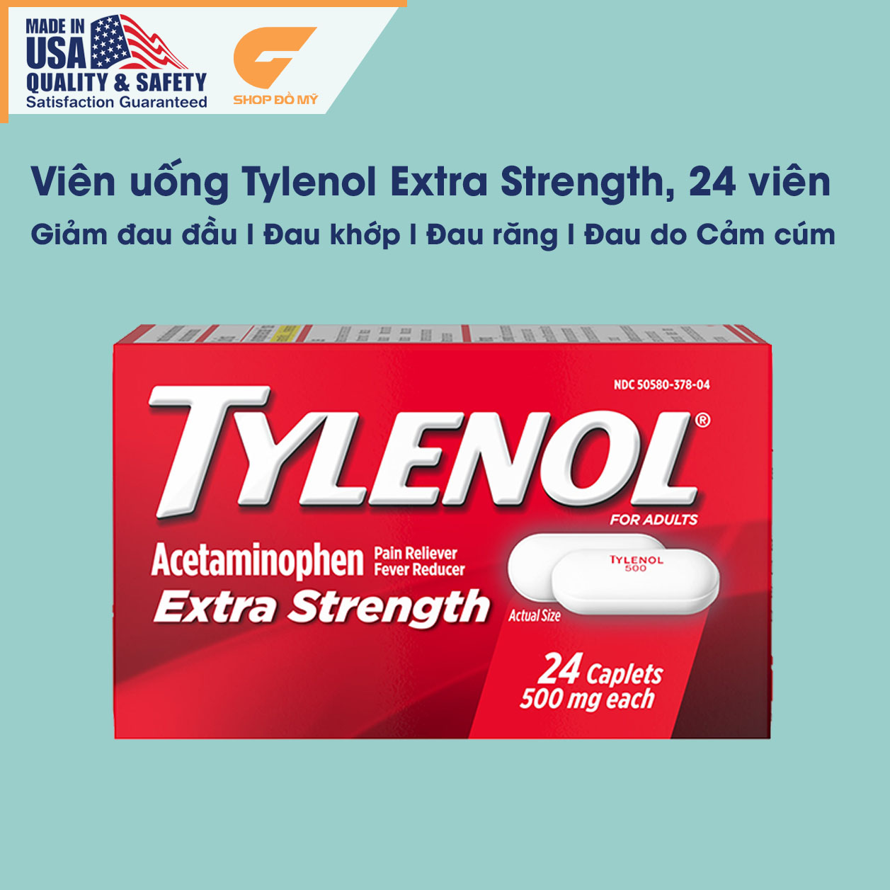 [Hcm]Tylenol_Mỹ Extra Strength 24 Viên Date 2025