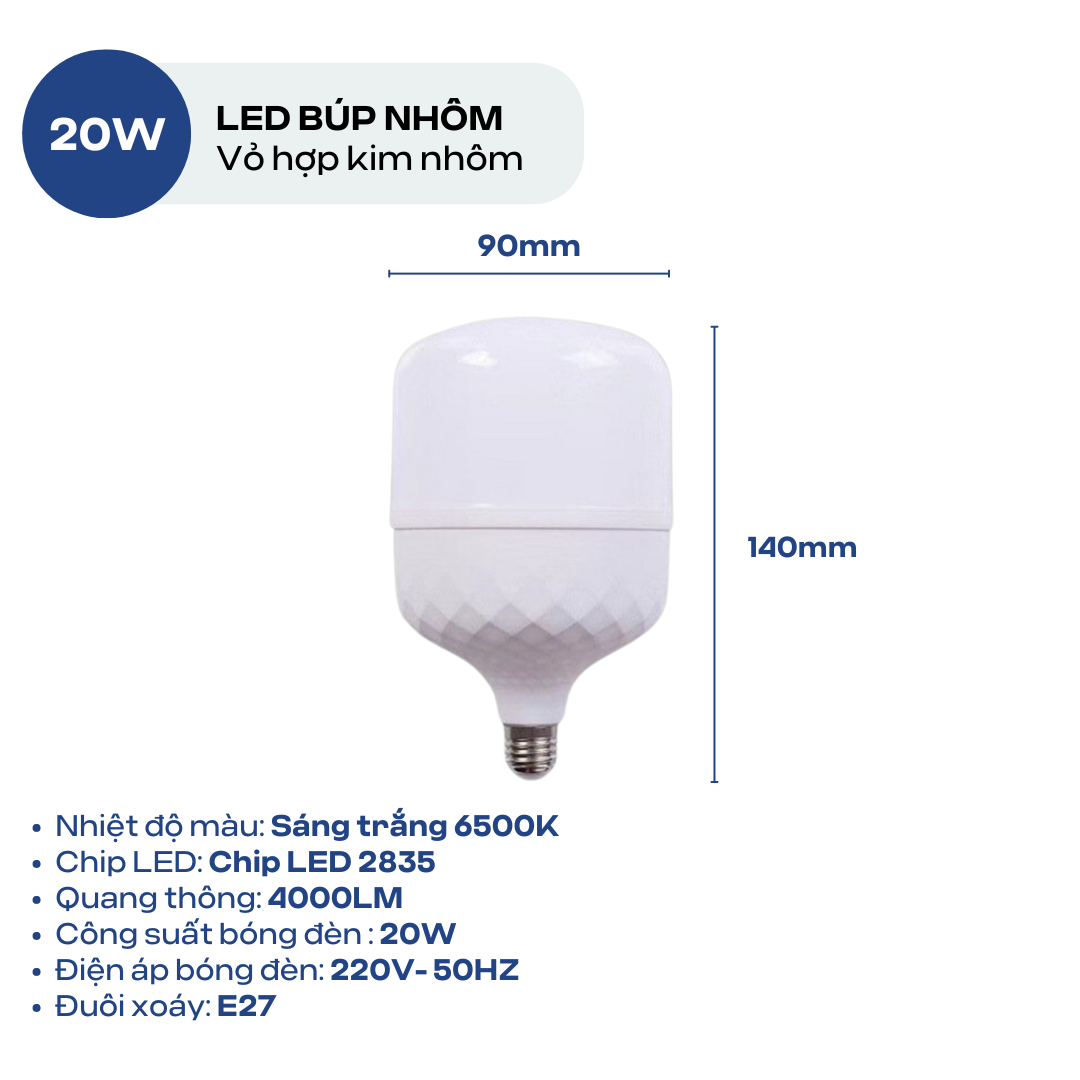 Bóng Đèn LED Búp Trụ ATH LIGHTING 10w 20w 30w 40w 50W Siêu Sáng Tiết Kiệm Điện Loại Led Búp Trụ Chống Nước