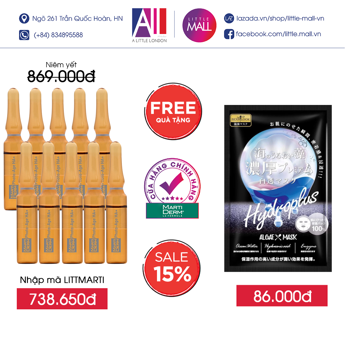 Tinh chất 15% Vitamin C nguyên chất ngừa lão hóa MartiDerm platinum photo age HA+ TẶNG bộ sản phẩm Martiderm (Nhập khẩu)