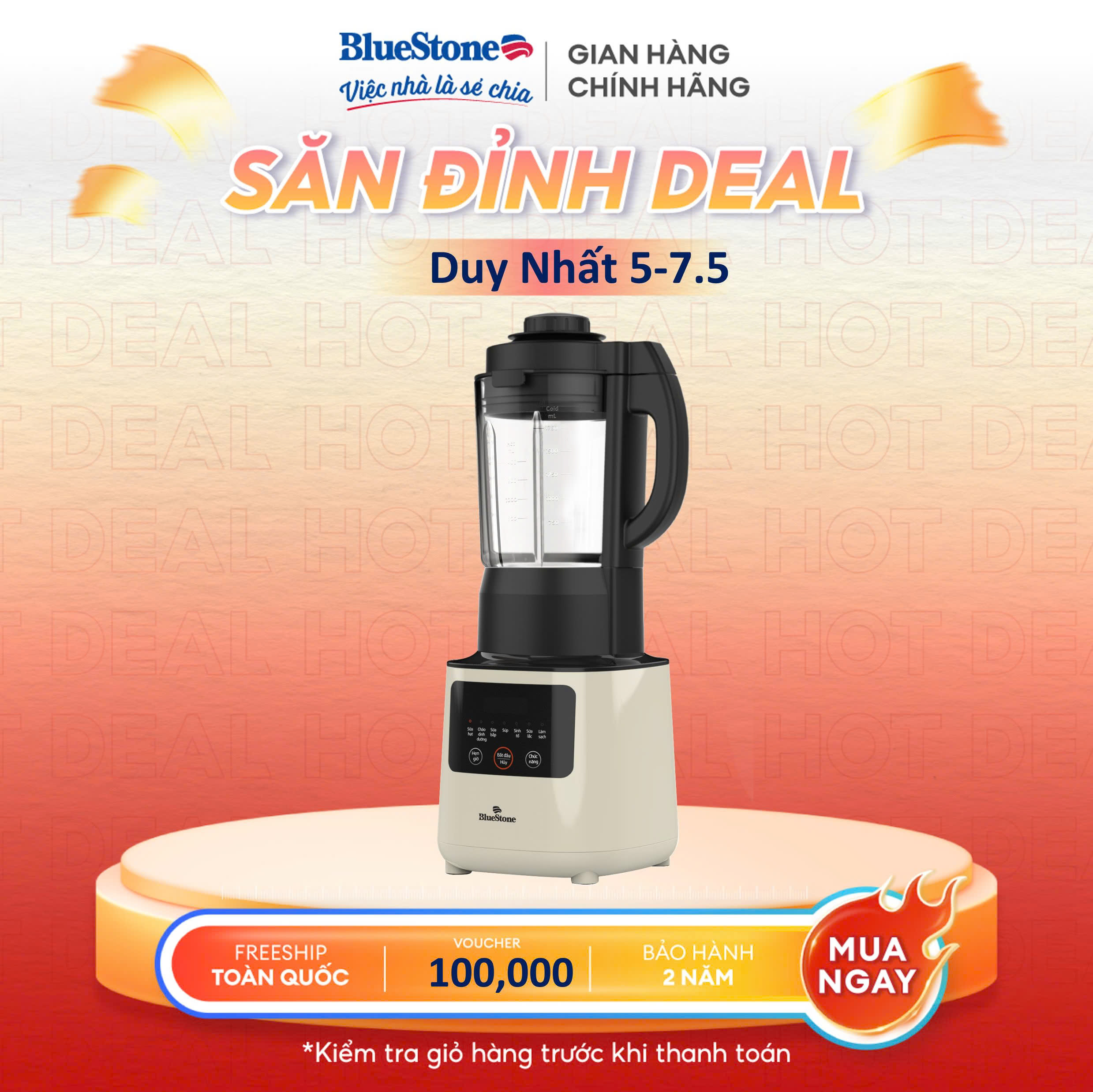 Máy xay nấu đa năng Bluestone BLB-6035, 1.75L, Đen - Trắng