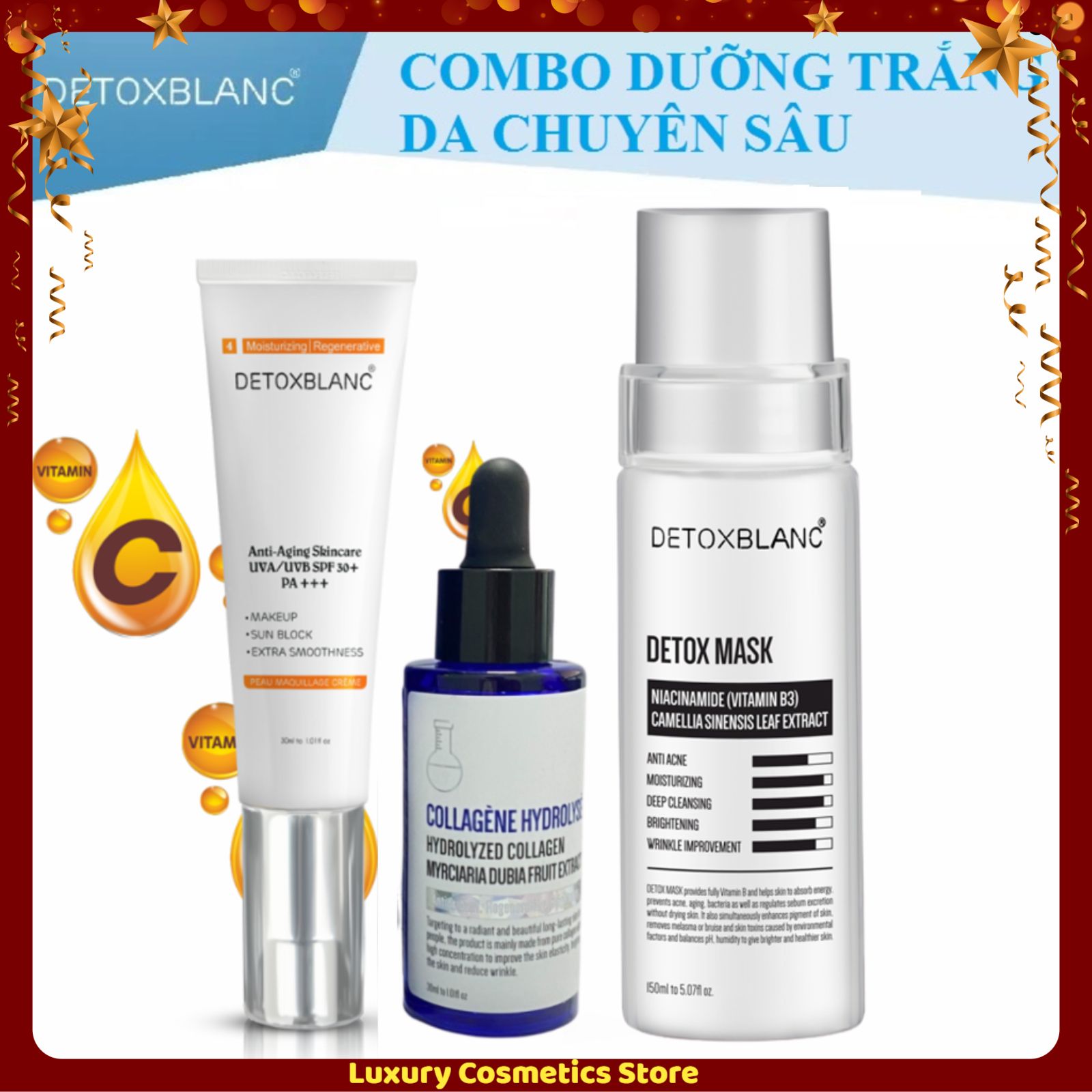 Combo dưỡng trắng da mặt chuyên sâu Detoxblanc