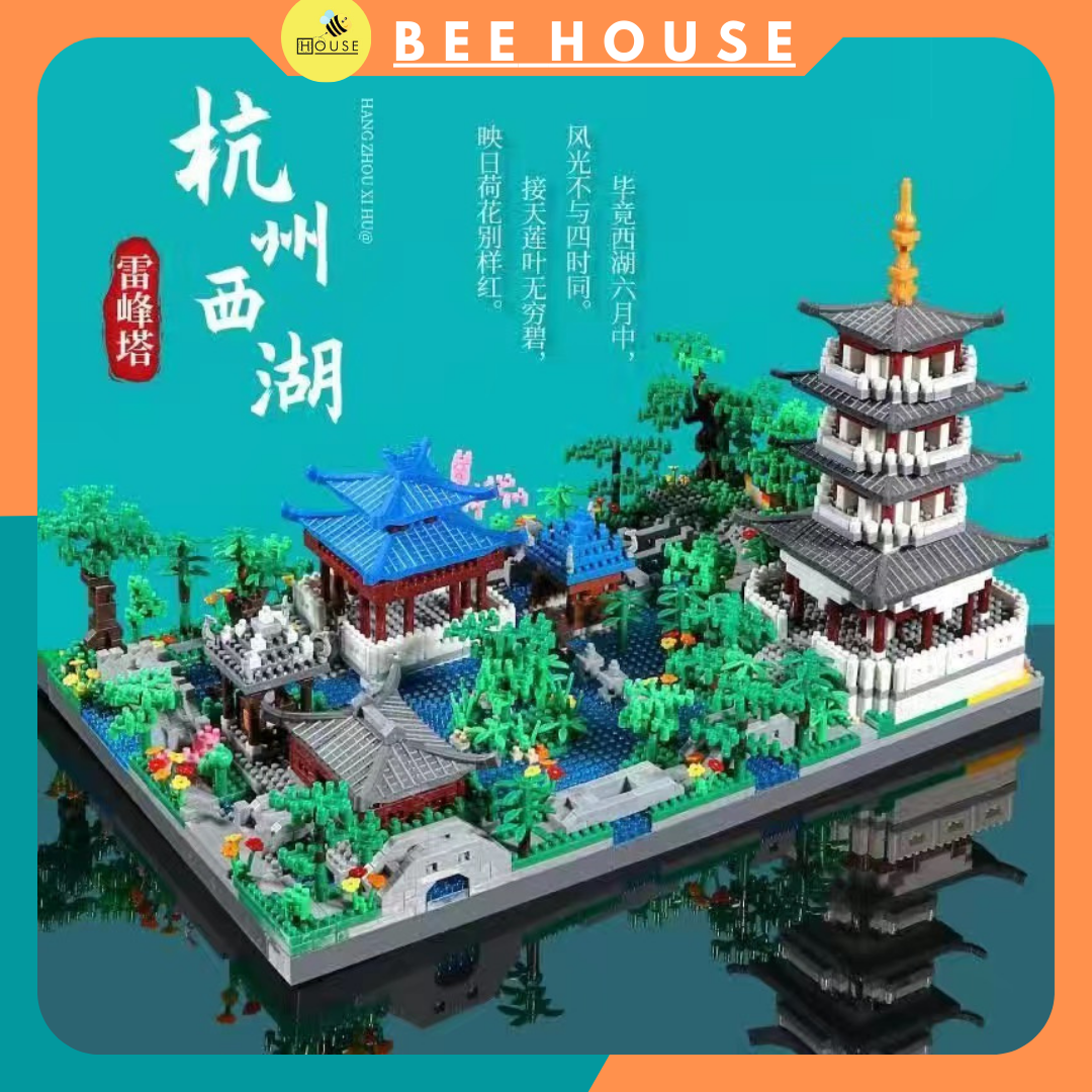 [HOÀN TIỀN  6%]Mô hình kiến trúc Hàng Châu Tây Hồ đồ chơi xếp hình lắp ráp đồ decor trang trí đặt kệ