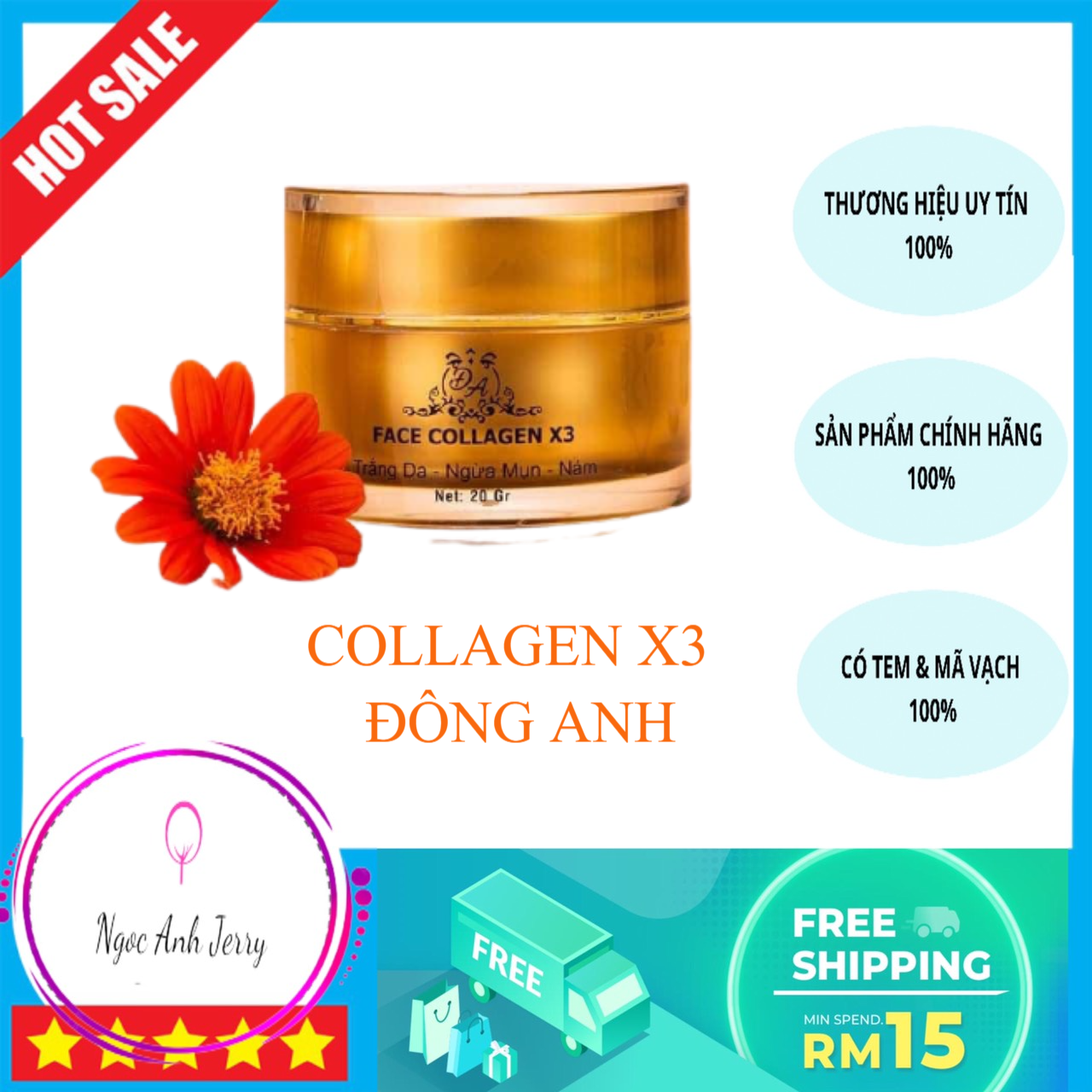 (Hàng Chính Hãng Công Ty 100% - Miễn Ship) Kem Face Collagen X3 Đông Anh (20Gam) Dưỡng Mịn Da Trắng Da Ngăn Ngừa Mụn