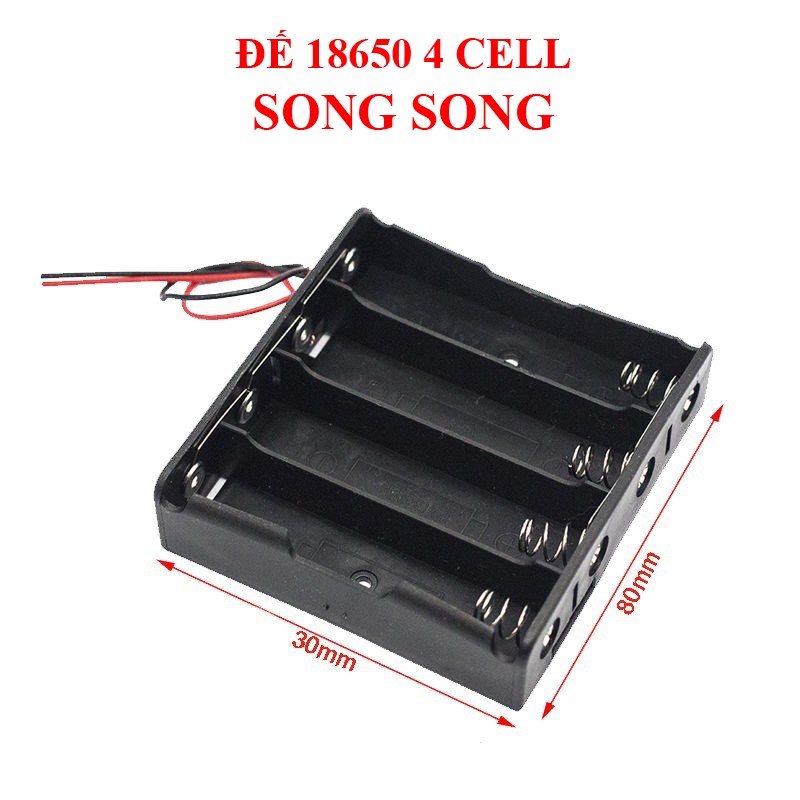 Đế gắn pin 18650 SONG SONG - khay đựng pin có dây - đế lò xo gắn pin 1/2/3/4 cell li-ion