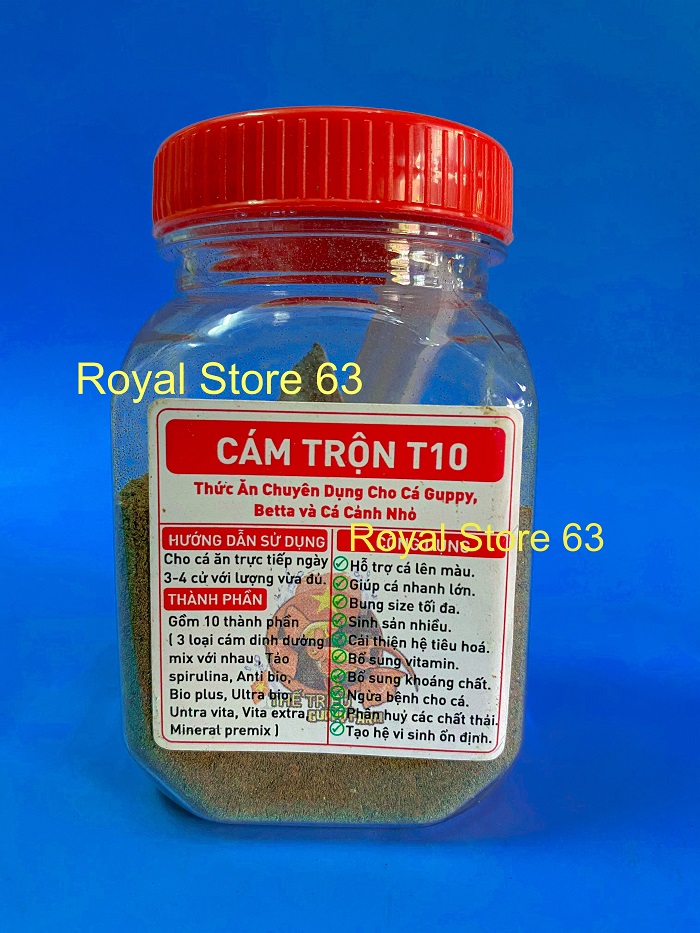 Cám trộn T10 10 thành phần cám dinh dưỡng cho betta guppy cá cảnh