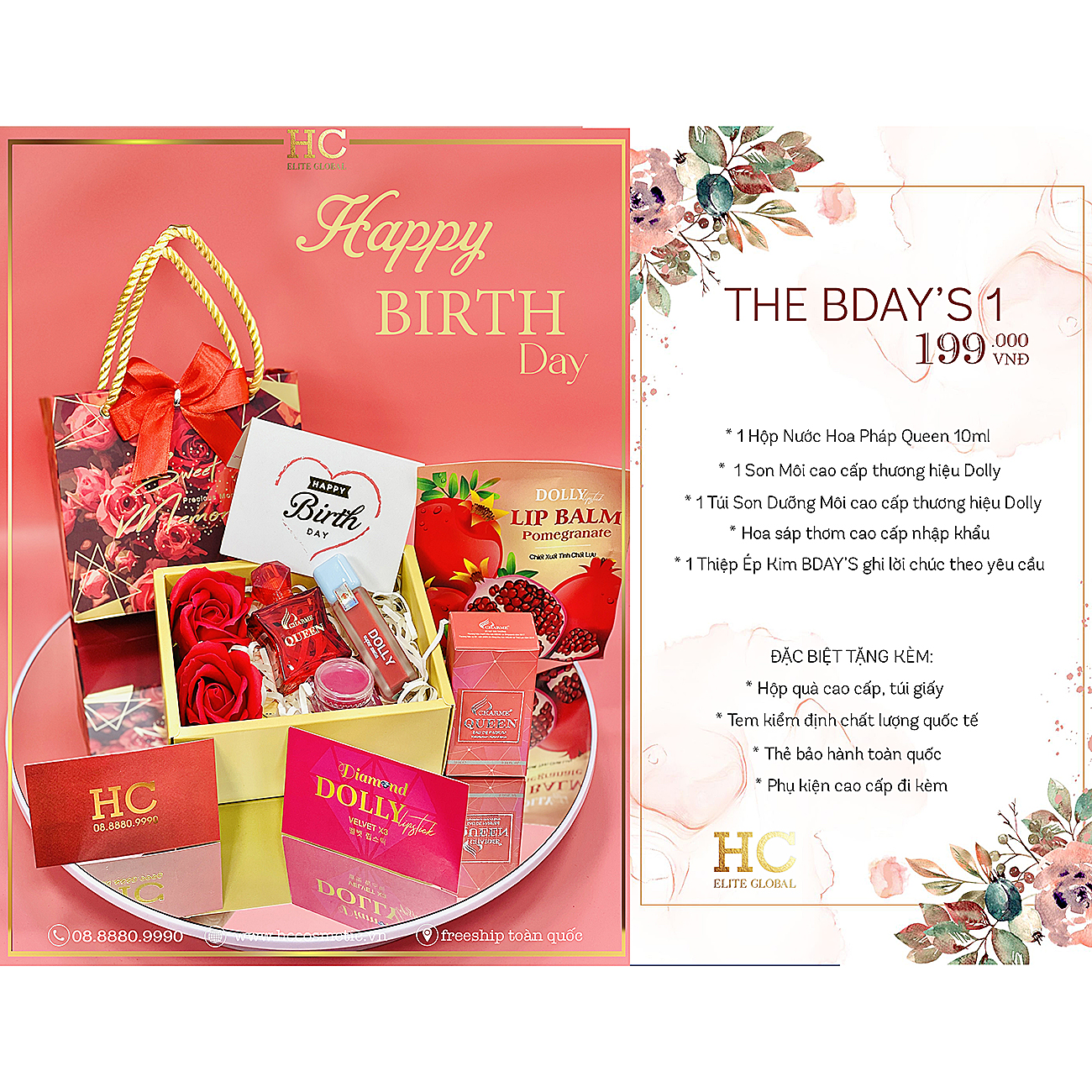 Qùa noel  quà giáng sinh  quà sinh nhật  cho nữ HC GIFTS combo quà tặng người yêu nước  hoa và son chính hãng sang trọng ý nghĩa