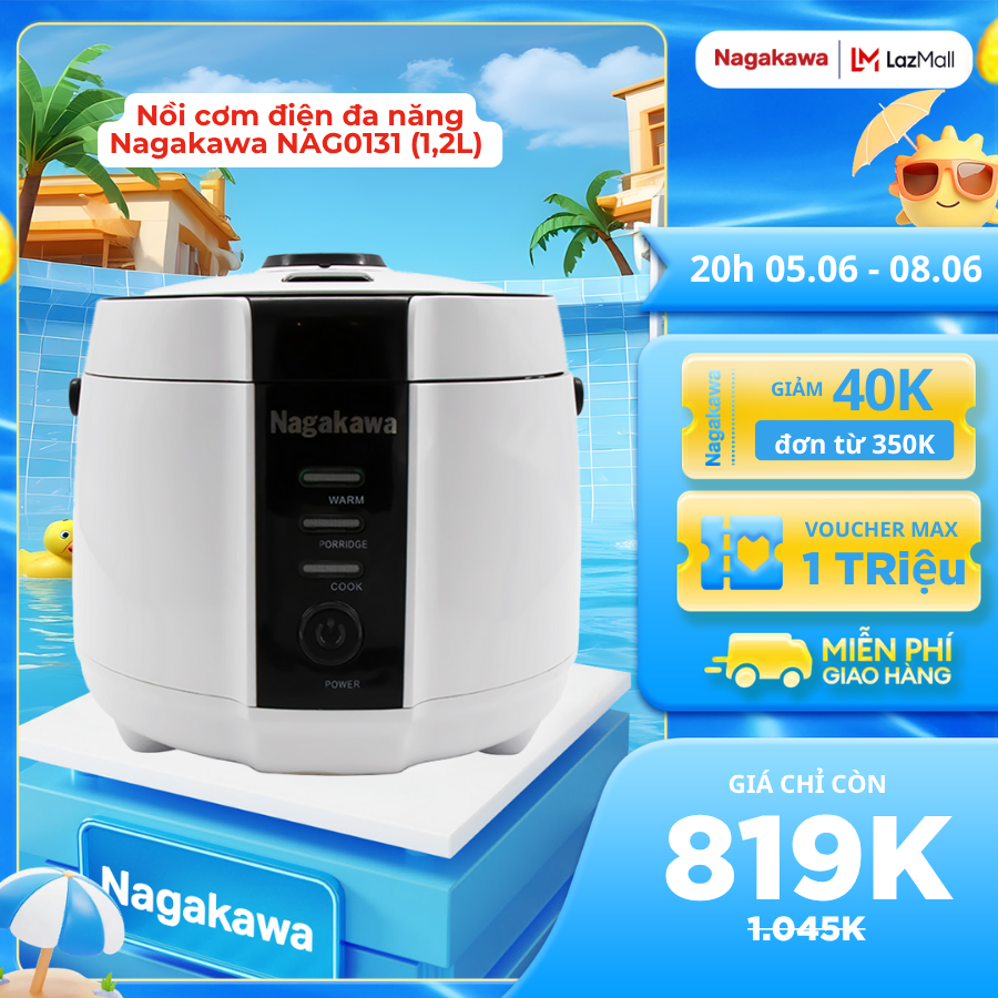 Nồi cơm điện NAG0131dung tích 1.2L lòng nồi chống dính đa lớp an toàn cho sức khỏe công nghệ ủ ấm 3