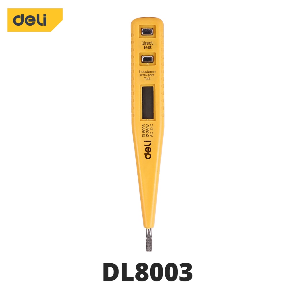 Bút Thử Điện Deli Chính Hãng 12-250V - Màn Hình Hiển Thị LED Kỹ Thuật Số Thuận Tiện - Vỏ Bút An Toàn
