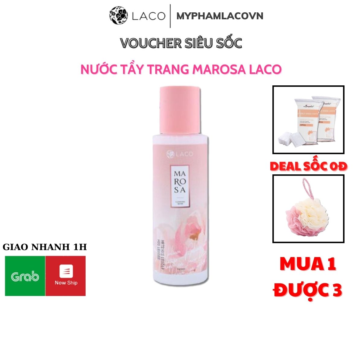 Tẩy Trang Nhũ Hóa Marosa Cleansing Water + Tặng Kèm Bông Tẩy Trang Giúp Làm Sạch Mặt Cân Bằng Độ Ẩm Khi Làm Sạch Da
