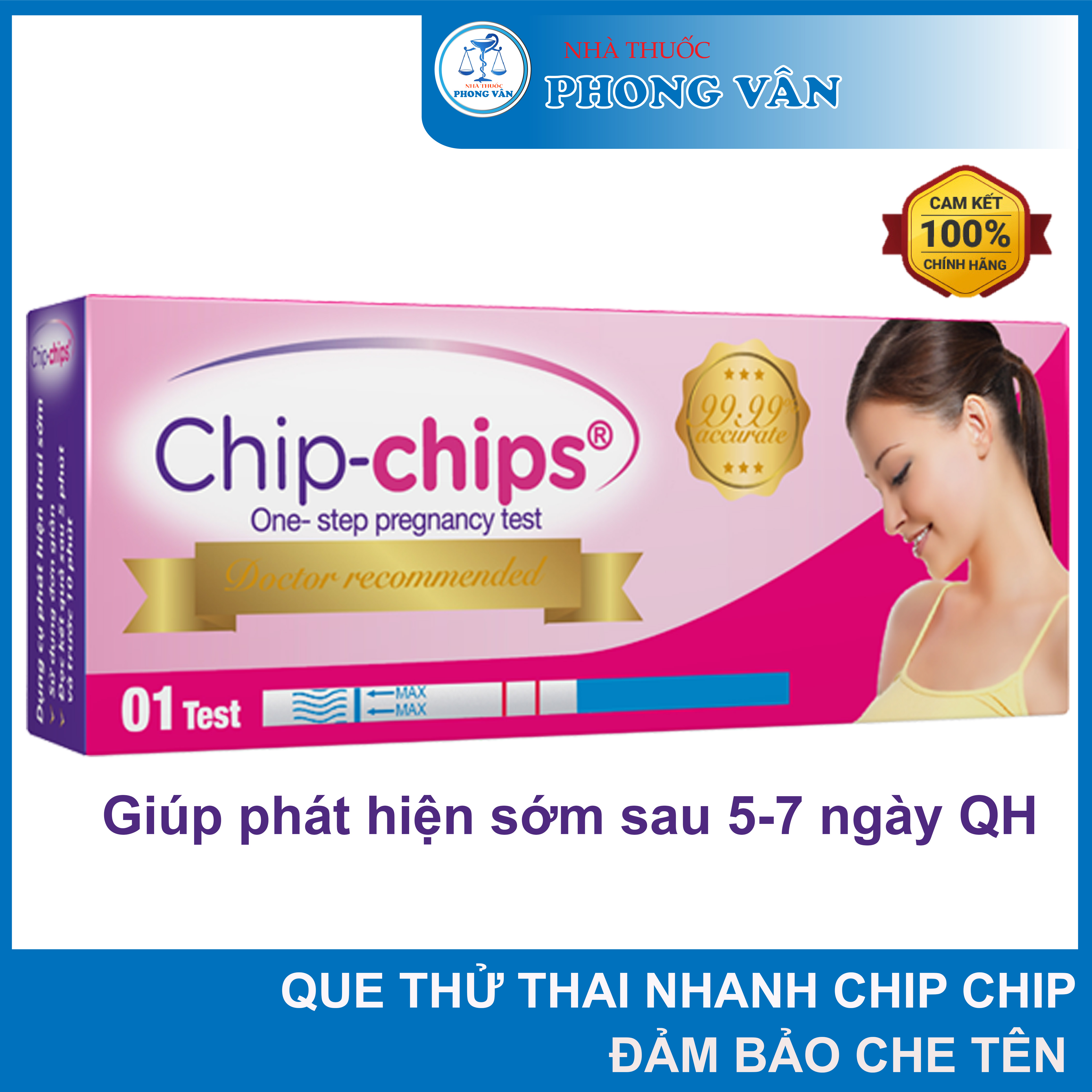 Que thử thai Chip-chips nhanh chóng đơn giản. Đảm bảo che tên