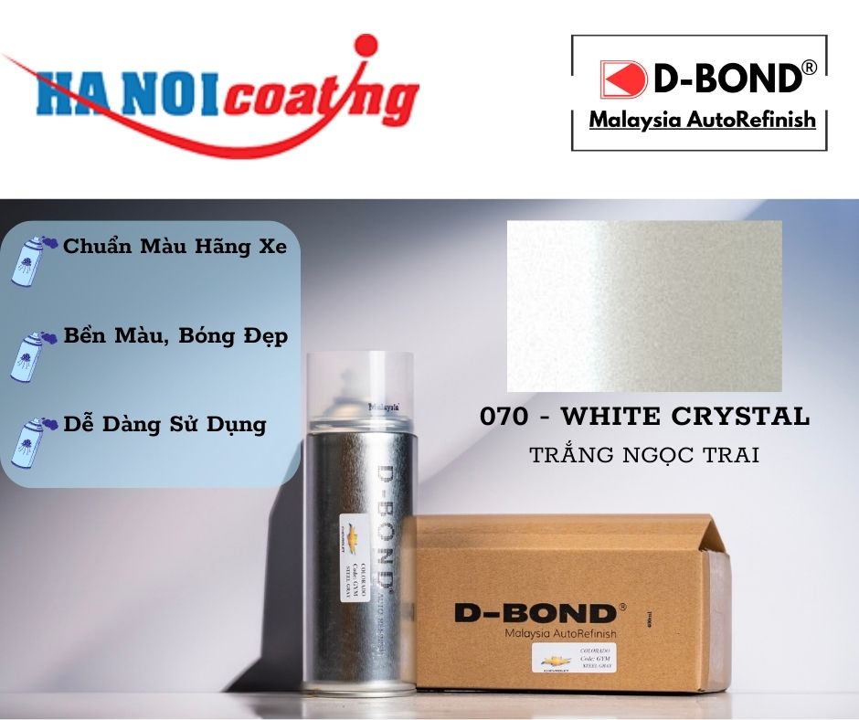 Sơn Xịt Xóa Vết Xước Ô TÔ TOYOTA INNOVA Màu TRẮNG NGỌC TRAI Code 070 - WHITE CRYSTAL Chính Hãng D-BO