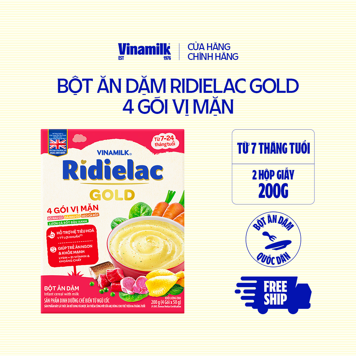 Bột Ăn Dặm RiDielac Gold 4 Vị Mặn - 2 Hộp Giấy 200g