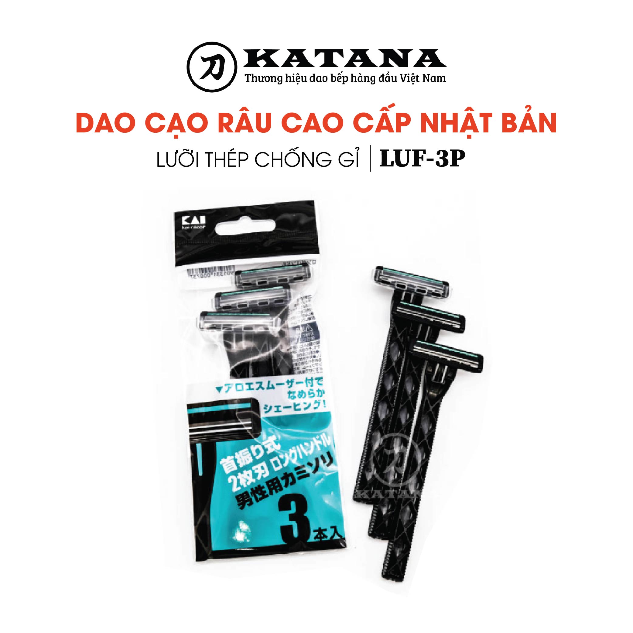 Dao Cạo Râu Cao Cấp Nhật Lus - 3P Bộ 3 Chiếc (Màu Đen)