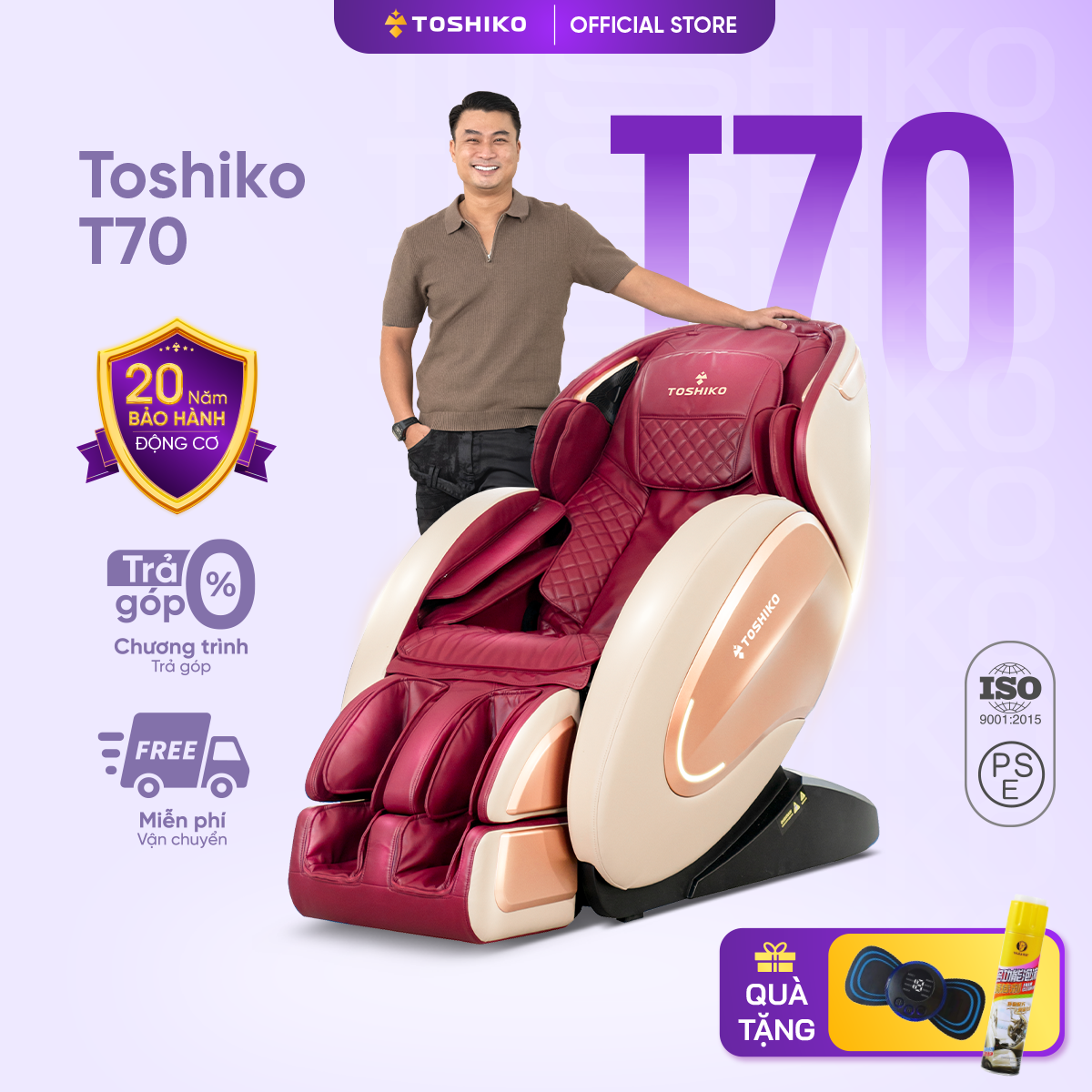 Ghế Massage Đa Năng Cao Cấp điều khiển giọng nói Toshiko T70 sở hữu con lăn 4D di chuyển tổ hợp 10