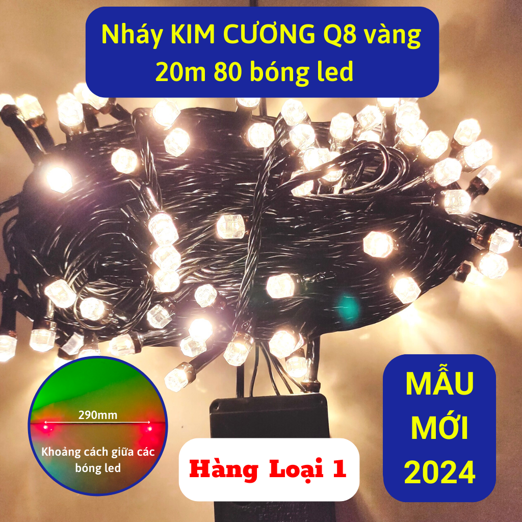 đèn led trang trí dây đèn led nhấp nháy NHẬT PHONG SOLAR  dây nháy lục giác Q8 10m20m40m 50m Kim cươ