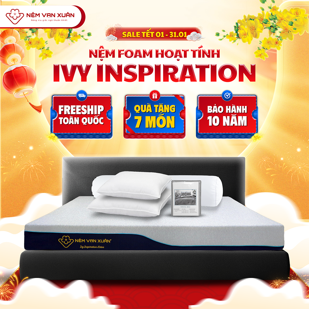 [MEGA TẾT 15.01-10.02 - MUA 1 TẶNG 7] Nệm Foam Hoạt Tính Cao Cấp Vạn Xuân Ivy Inspiration Active Tho