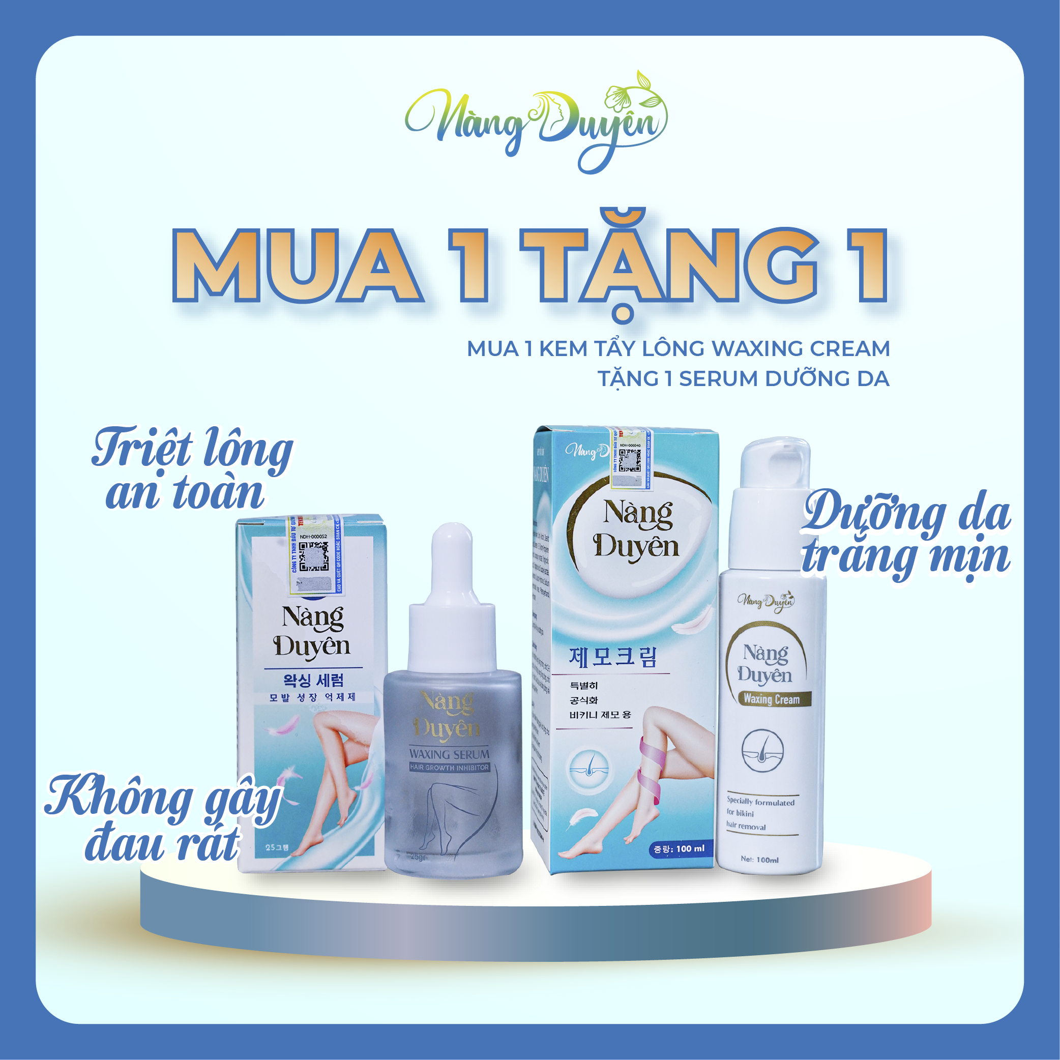[HCM]Kem tẩy lông Nàng Duyên - Tặng serum dưỡng da. Dễ dàng wax lông vùng bikini không gây đau rát mịn màng da - Lamy Cosmetics