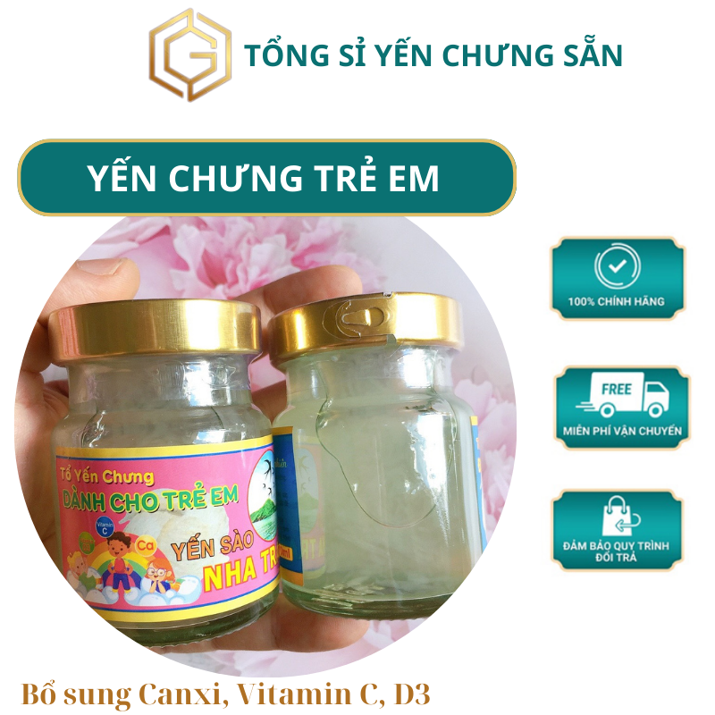 Yến chưng cho trẻ em Nha Trang 35% yến không chất bảo quản yến đặc thơm ngon bổ sung vitamin C D3 Canxi Lysine.