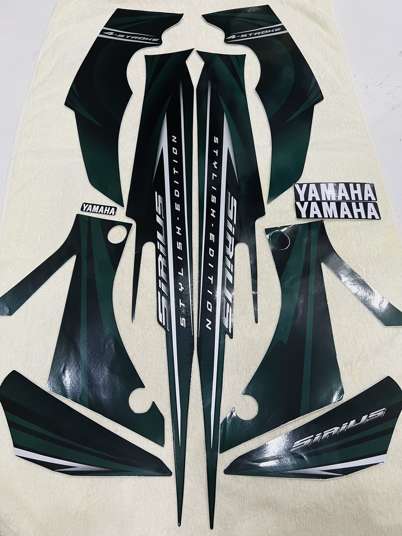 Bộ tem decal dán xe máy Yamaha Sirius bản to màu xanh rêu zin thái siêu đẹp