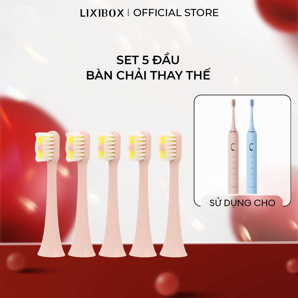 Set 5 Đầu Bàn Chải Thay Thế Halio Sonic SmartClean Replacement Brush Heads