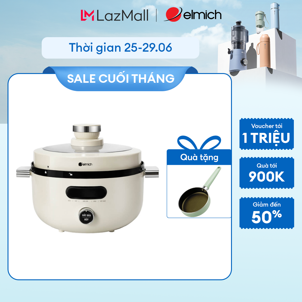 Nồi áp suất điện đa năng Elmich PCE-8576 3.5L - Vỏ inox phủ sơn tĩnh điện, màn hình LCD