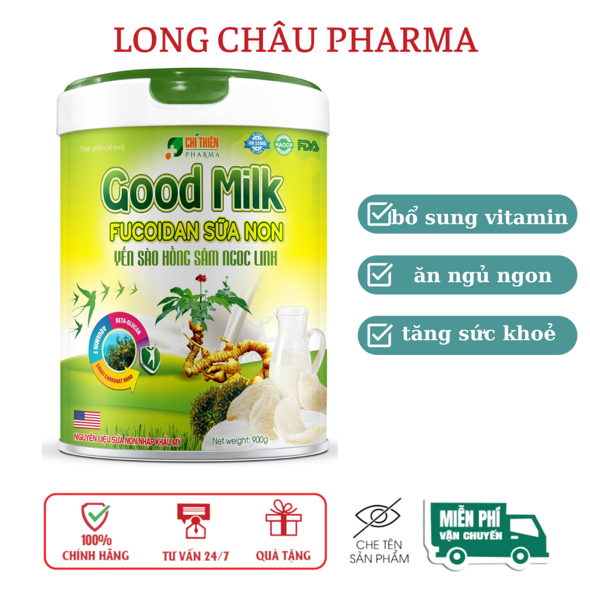 Sữa bột Good Milk Fucoidan sữa non giúp ăn ngủ ngon tăng sức khoẻ hộp 900g