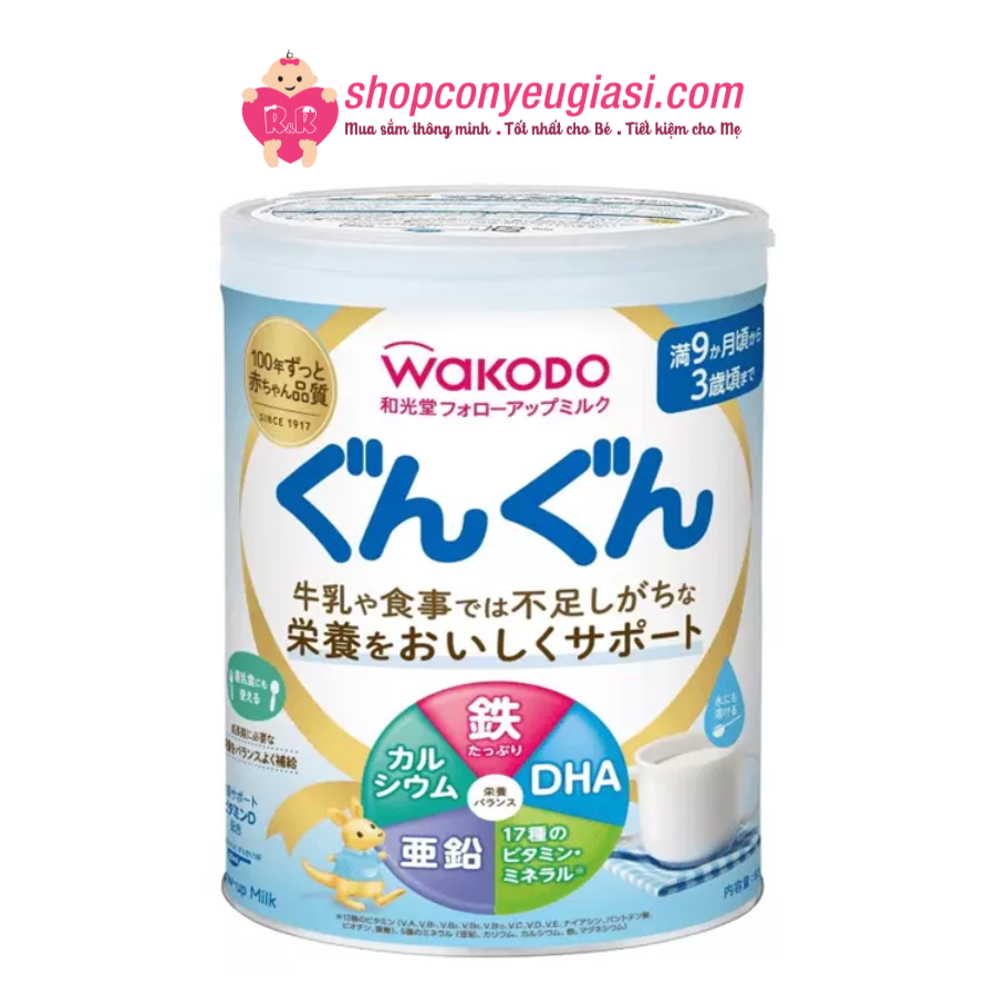 Sữa Wakodo nội địa Nhật Bản số 0 số 9 - Sữa mát dễ uống cho bé - 830g