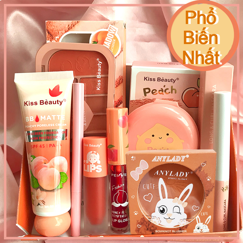 [Hcm]【Kiss Belle Shop】Bộ Mỹ Phẩm Trang Điểm 8 Món(Kem Bb + Phấn Trang Điểm + Kẻ Mắt + Mascara + 10 Phấn Má Hồng + Son Dầu + Son Bóng + Má Hồng)