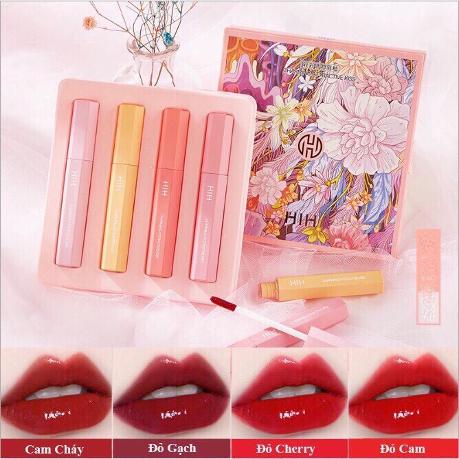 Hàng Loại 1 Set 4 Cây Son Kem Bóng Hih Charming Attractive Kiss Hàng Nội Địa Trung 4 Cây Son 4 Màu - Shop Mỹ Phẩm Tiền Giang Giá Sỉ