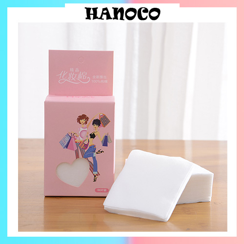 Bông Tẩy Trang Dệt Tự Nhiên 100% Cotton Mềm Mại Thân Thiện Với Làn Da Nén Ướt Với 100 Miếng Hộp Nhỏ (Kèm Hình Thật) Btt01