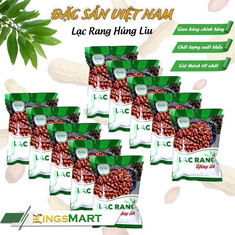 Combo 10 lạc rang húng lìu LAMIA TRƯỜNG PHÁT - Đặc sản Ninh Bình - Túi 65g - Kingsmart