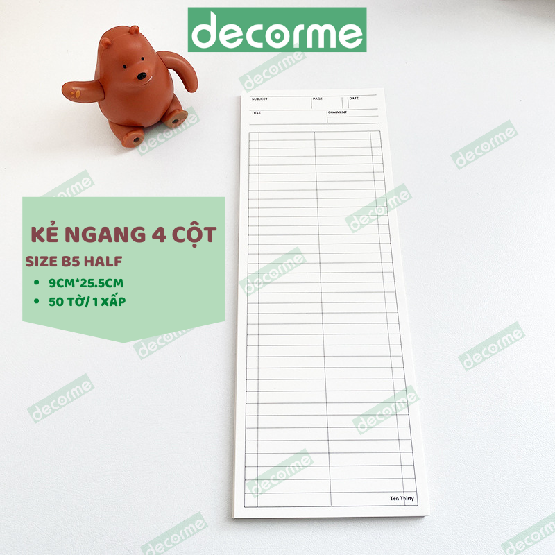 Giấy note từ vựng DecorMe giấy take note học từ vựng 50 tờ khổ B5 HALF nhiều mẫu phụ kiện văn phòng 