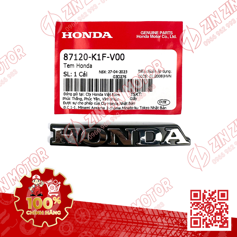 Tem AB 2020 Zin Tem Rời Xe AirBlade 125 Xám Đen 2021 Phiên Bản Tiêu Chuẩn Chính Hãng Honda - ZZM