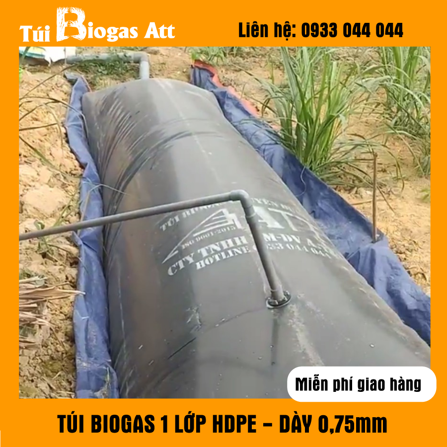 Tặng bình lọc khí 1kg - Túi Biogas HDPE 10 khối 2mx10m - Giải pháp xử lý chất thải chăn nuôi siêu ti