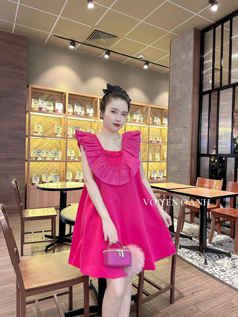 [Ưu đãi voucher 50k freeship]  Đầm tapta cổ bèo vuông dáng xòe midi vải đẹp như hình váy babydoll ta
