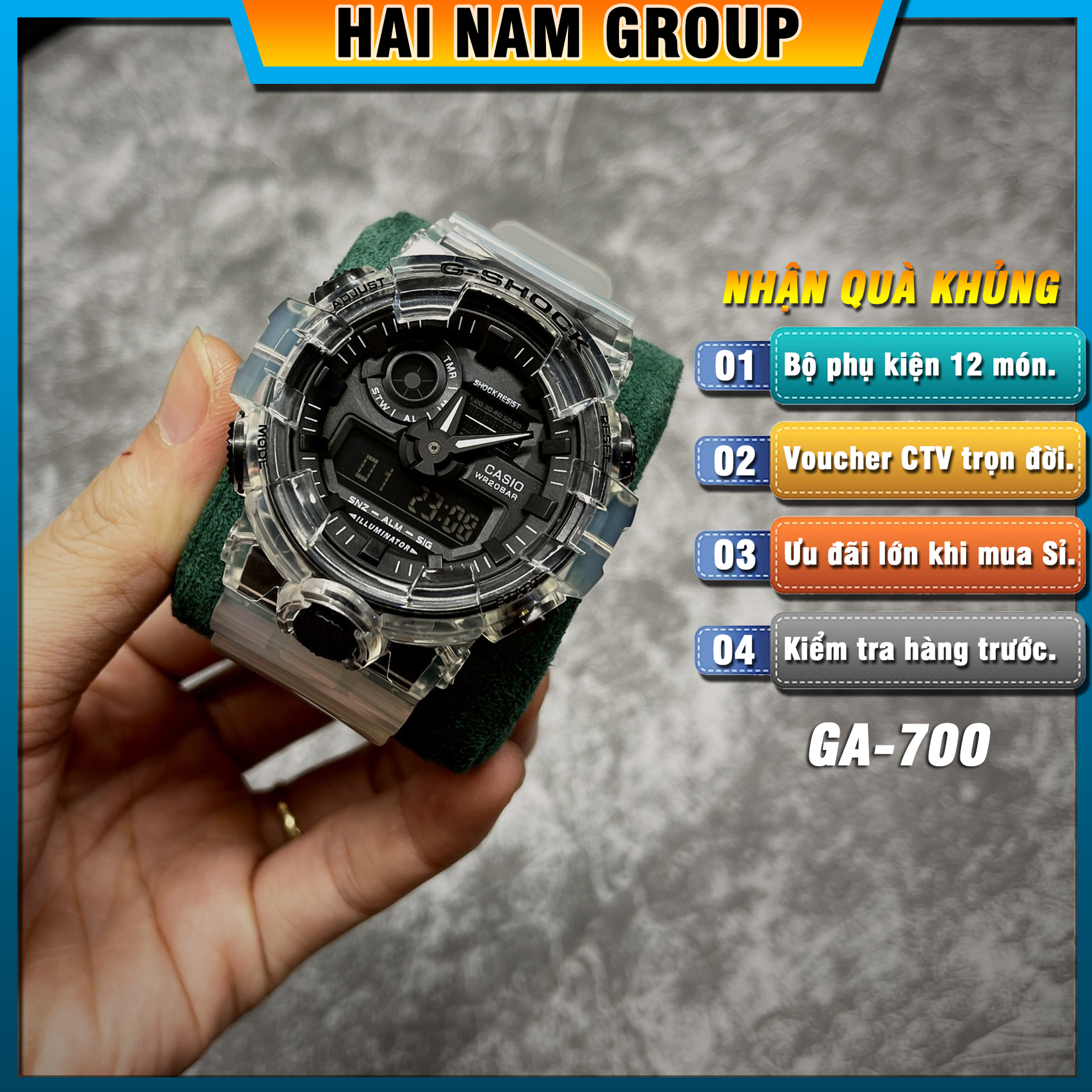 Đồng hồ nam G-SHOCK GA-700SKE-7A Dây vỏ nhựa - Full chức năng - Đầy đủ phụ kiện