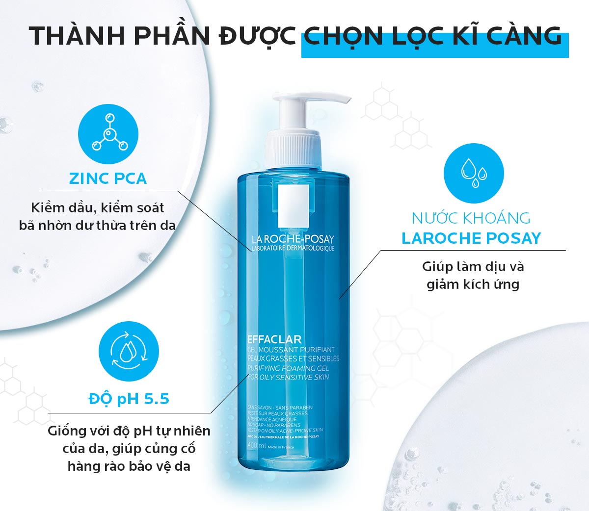 Gel Rửa Mặt Và Tắm Effaclar Micro - Peeling Purifying La Roche Posay 400Ml