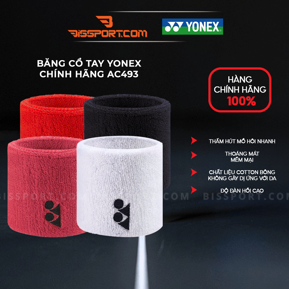 Băng Cổ Tay Cầu Lông Yonex AC493 Chính Hãng - Thấm Hút Mồ Hôi Vượt Trội - Co Giãn Linh Hoạt - Chất L