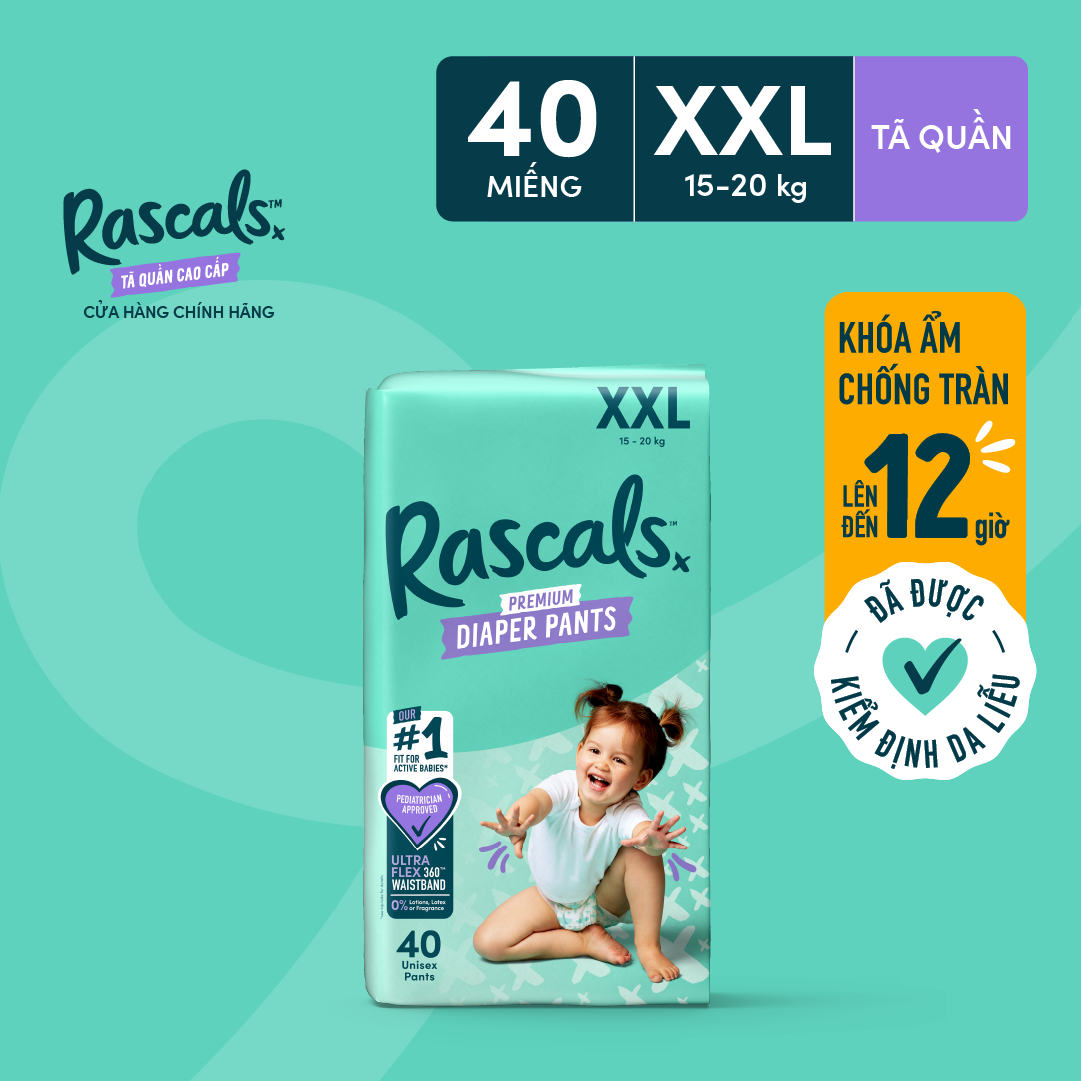 Tã/Bỉm Quần Rascals Size XXL (trên 16kg) 40 miếng