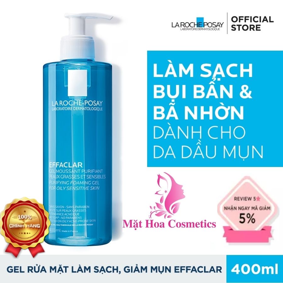 Gel Rửa Mặt La Roche Posay Cho Da Dầu & Nhạy Cảm Effaclar Gel Facial Wash_50Ml_200Ml_400Ml