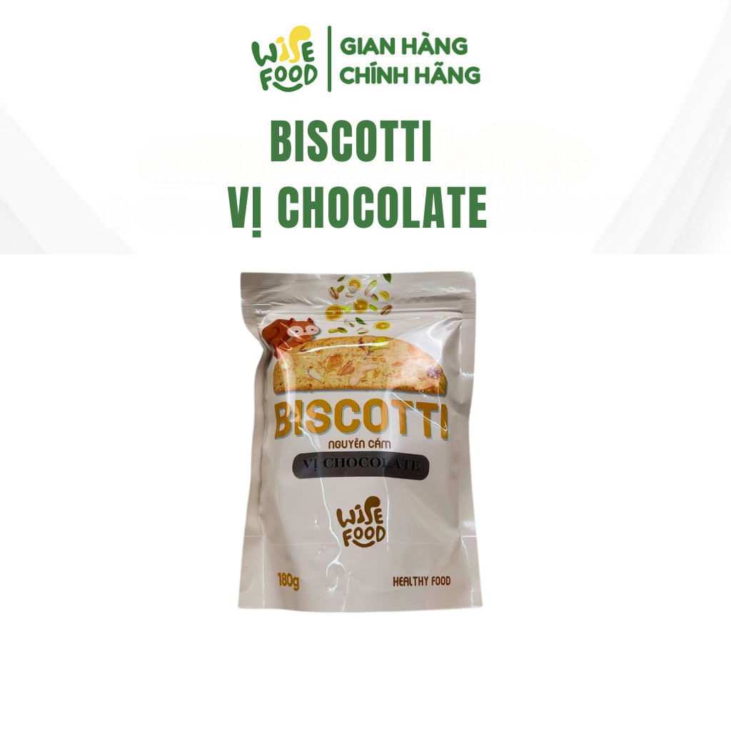 Bánh Biscotti Nguyên Cám 4 Vị WISE FOOD 180g Bánh Ăn Kiêng Hỗ Trợ Giảm Cân