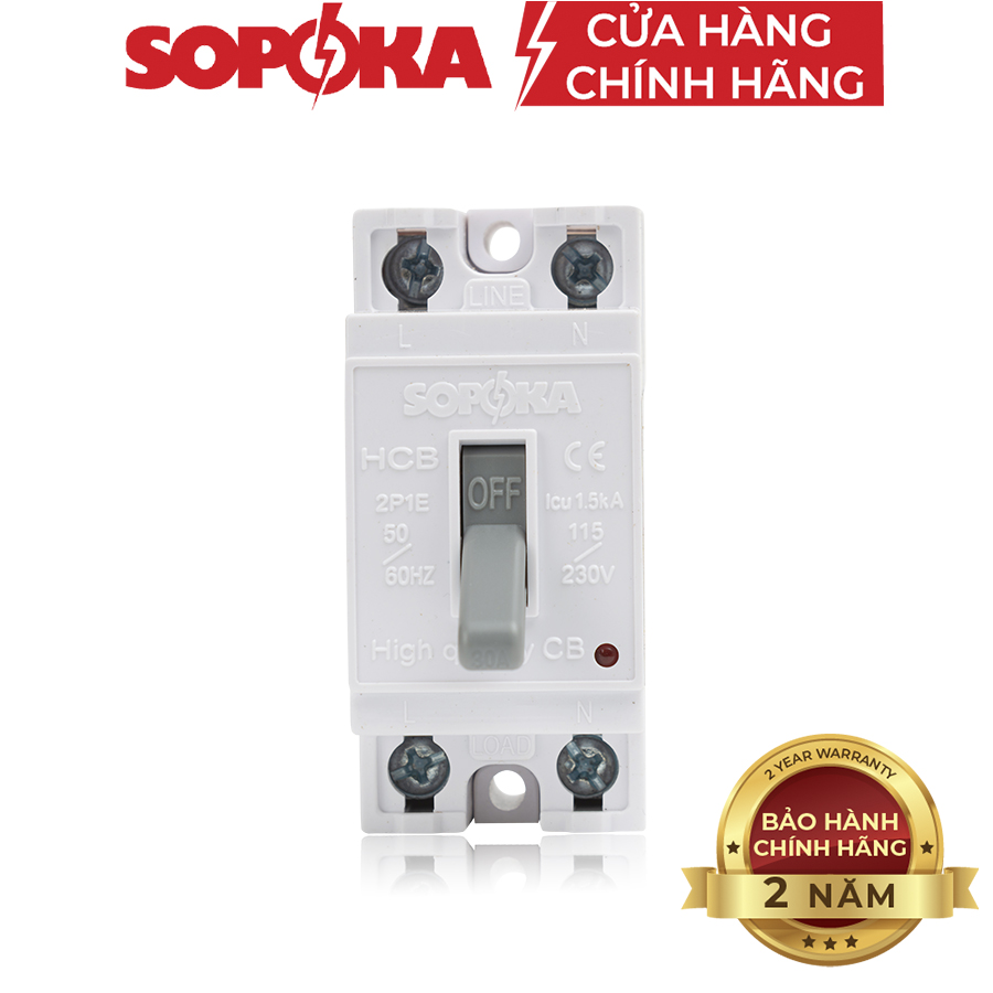 Aptomat (CB) chất lượng cao SOPOKA HCB 25A-40A màu trắng