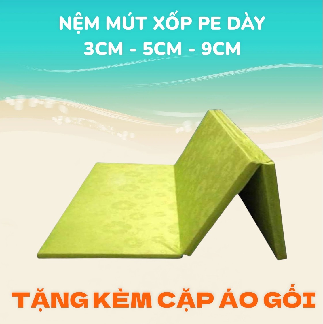 (Giá xưởng) Nệm Gấp 3 Chất Liệu PE Gọn Nhẹ Dễ Sử Dụng Đủ Size Dày 3 Phân ( giao màu ngẫu nhiên )